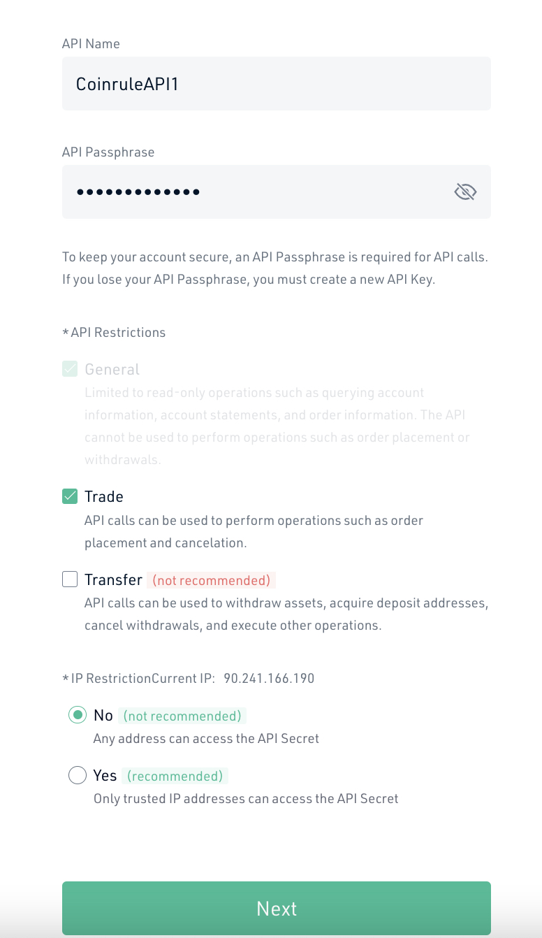 kucoin api passphrase